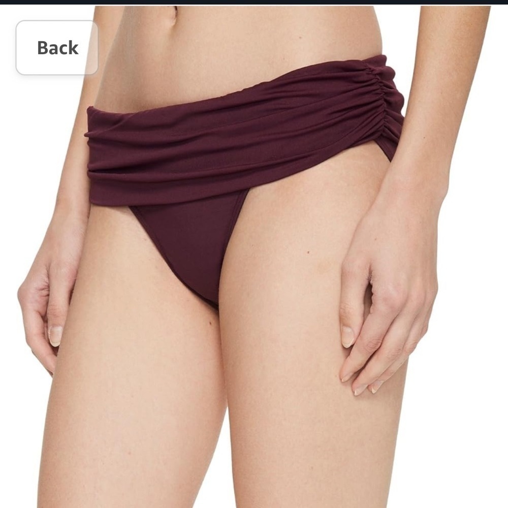 Ralph Lauren Beach Club Wide Band Bikini Bottom 14 Burgundy Womens Swimsuit - Picture 2 of 7